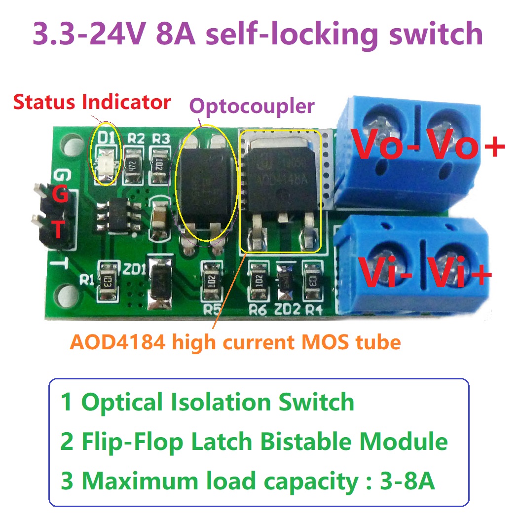 3.3V-24V 8A Isolation Flip-Flo - Shelly Relay Module recension och pris
