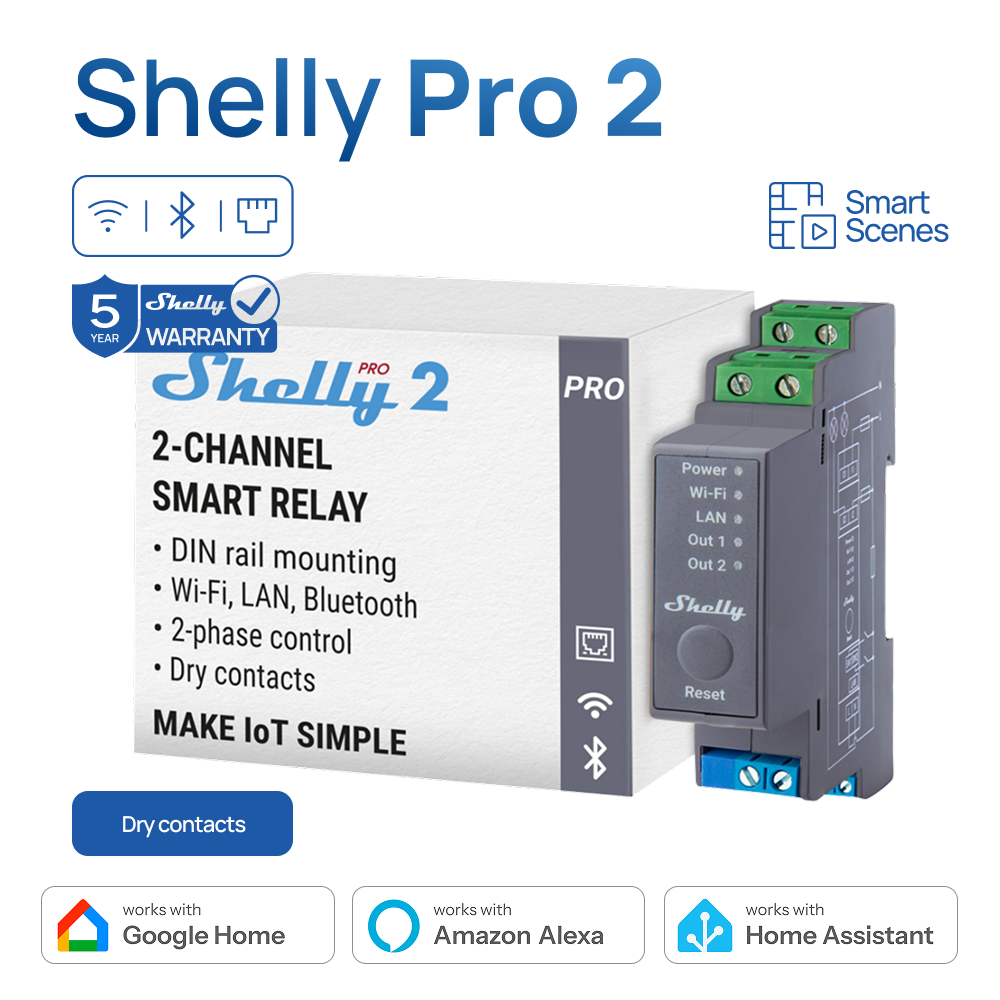Shelly Pro 2 WiFi 2Channel Sma - Shelly Relay Module recension och pris