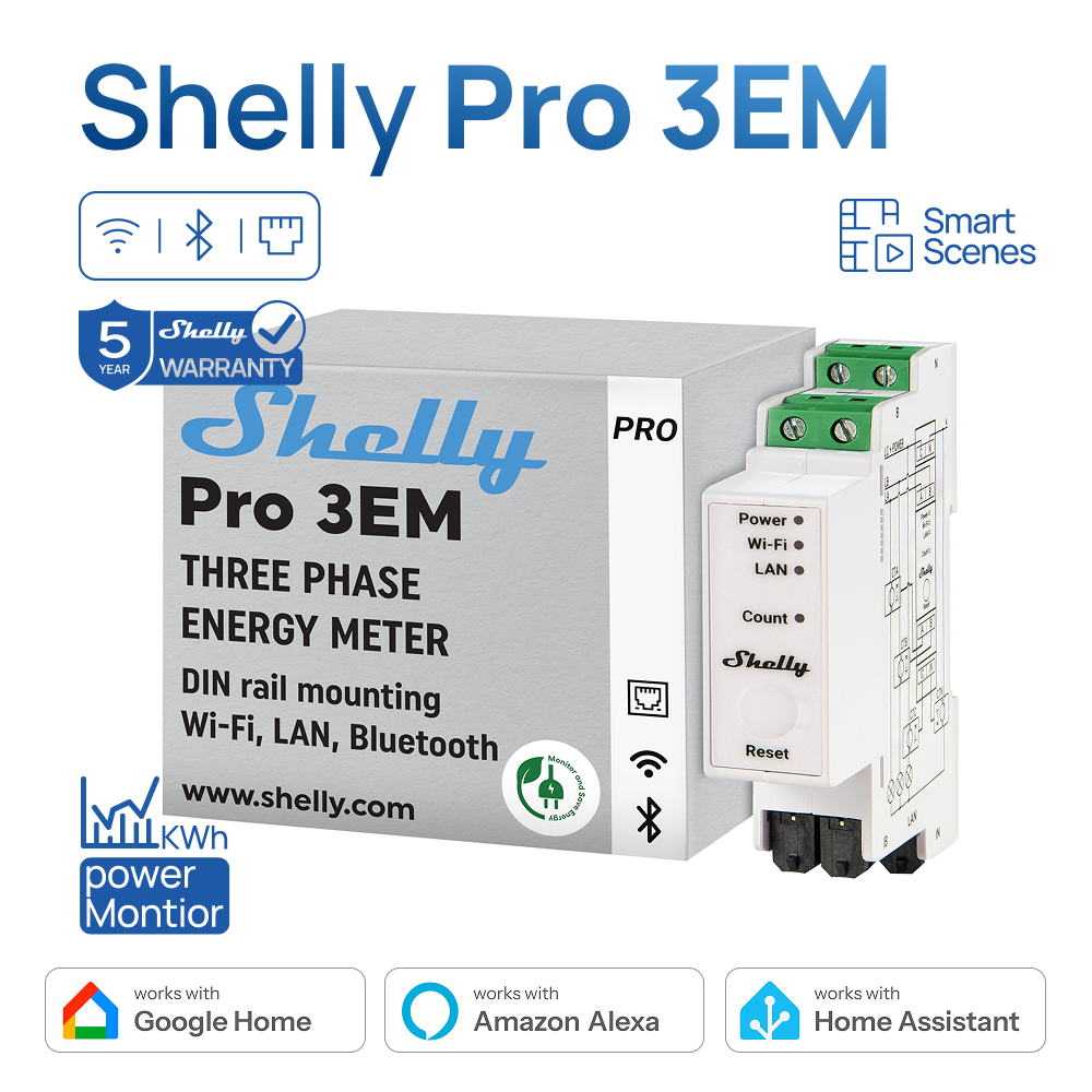 Shelly Pro 3EM 120A Lan Din Ra - Shelly Relay Module recension och pris
